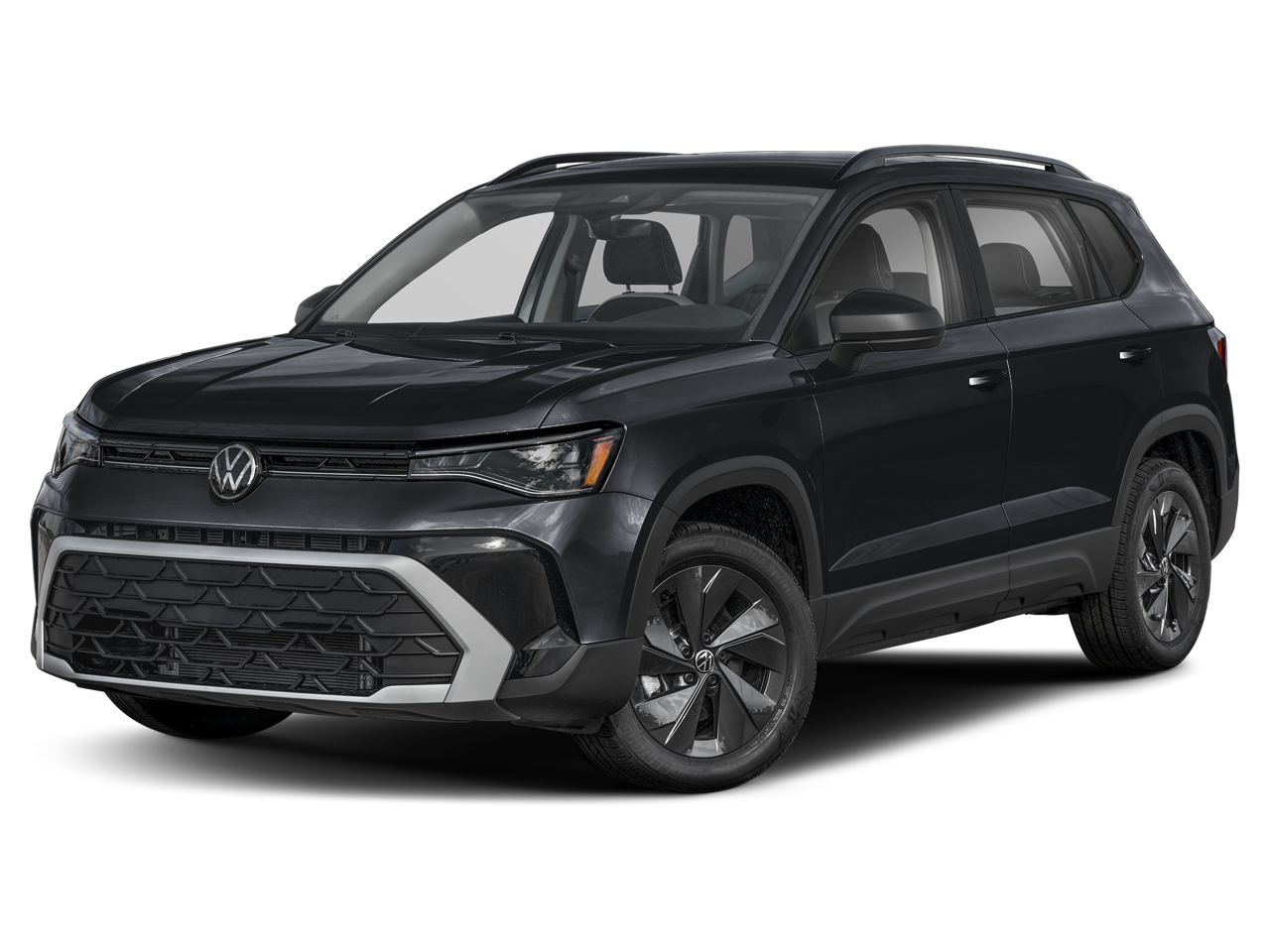 2026 Volkswagen Taos S FWD in Deep Black Pearl — front three-quarter view