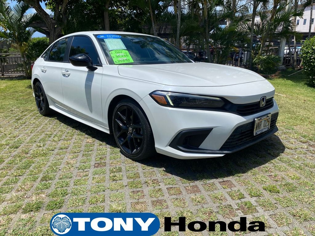 2022 Honda Civic Sport in Platinum White Pearl — front three-quarter view