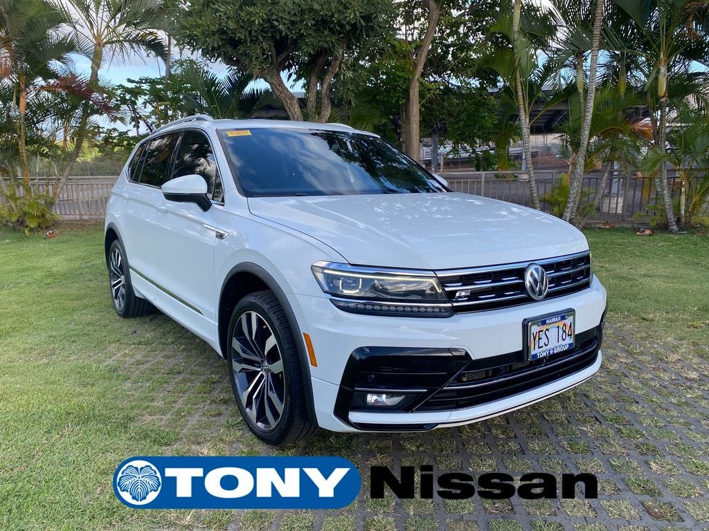 2019 Volkswagen Tiguan 2.0T SEL Premium R-Line 4Motion in Pure White — front three-quarter view