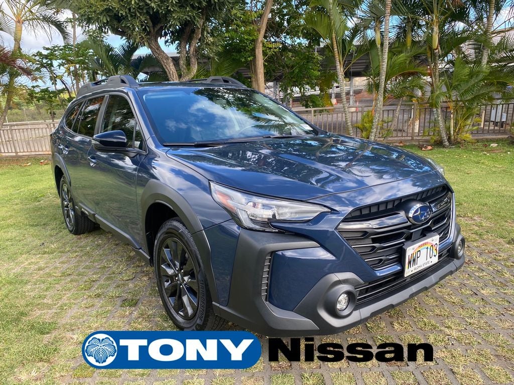 2023 Subaru Outback Onyx Edition in Cosmic Blue Pearl — front three-quarter view