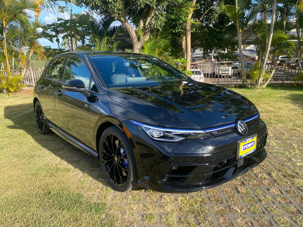2026 Volkswagen Golf R 2.0T in Mythos Black Metallic — front three-quarter view